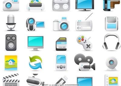 數(shù)碼影音主題圖標(biāo) 計(jì)算機(jī)數(shù)碼庫管理的視覺化革新